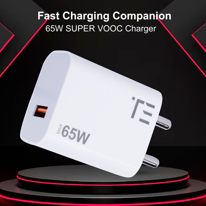 Super VOOC Compatible Fast Charger (Max 65W) For OPPO/ Realme/One Plus